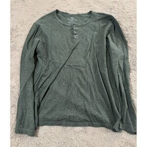 Mack Weldon Henley Shirt Mens L Green Long Sleeve 100% Pima Cotton